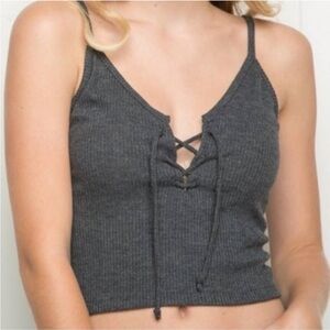 Dark Gray Lace-Up Tank